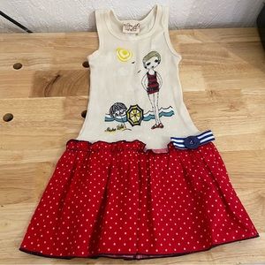 Misha Lulu Dress Beach Themed Organic Cotton Sz 4 Polka Dot Sleeveless Coastal